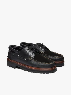 Sale G.H.BASS 1876 Camp Moc Leather & Suede Black
