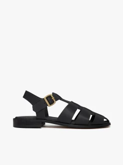 G.H.BASS Amelia Fisherman Sandal Vachetta Leather Black