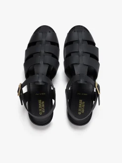 G.H.BASS Amelia Fisherman Sandal Vachetta Leather Black