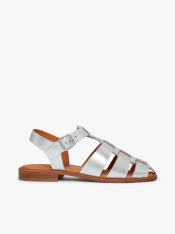 Hot G.H.BASS Amelia Fisherman Sandal Metallic Leather Silver