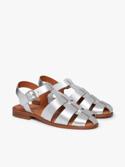 Hot G.H.BASS Amelia Fisherman Sandal Metallic Leather Silver