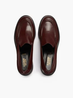 Sale G.H.BASS Anna Venetian Loafer Heels Leather Wine