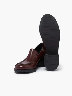 Sale G.H.BASS Anna Venetian Loafer Heels Leather Wine