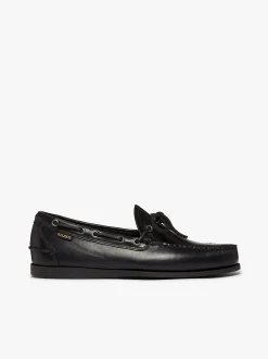 Clearance G.H.BASS Camp Moc Decker Shoes Black Pull up leather