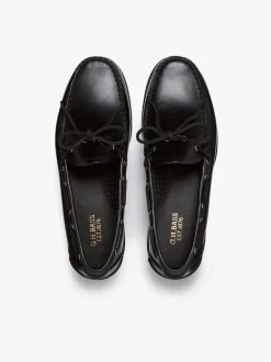 Clearance G.H.BASS Camp Moc Decker Shoes Black Pull up leather