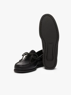Clearance G.H.BASS Camp Moc Decker Shoes Black Pull up leather