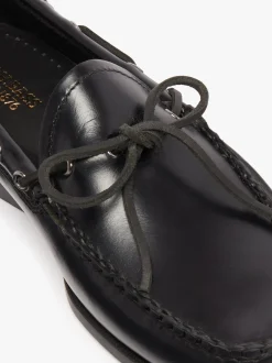 Clearance G.H.BASS Camp Moc Decker Shoes Black Pull up leather