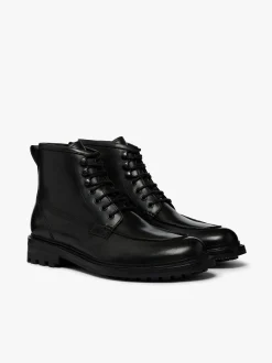 Outlet G.H.BASS Chase Moc Toe Boots Leather Black