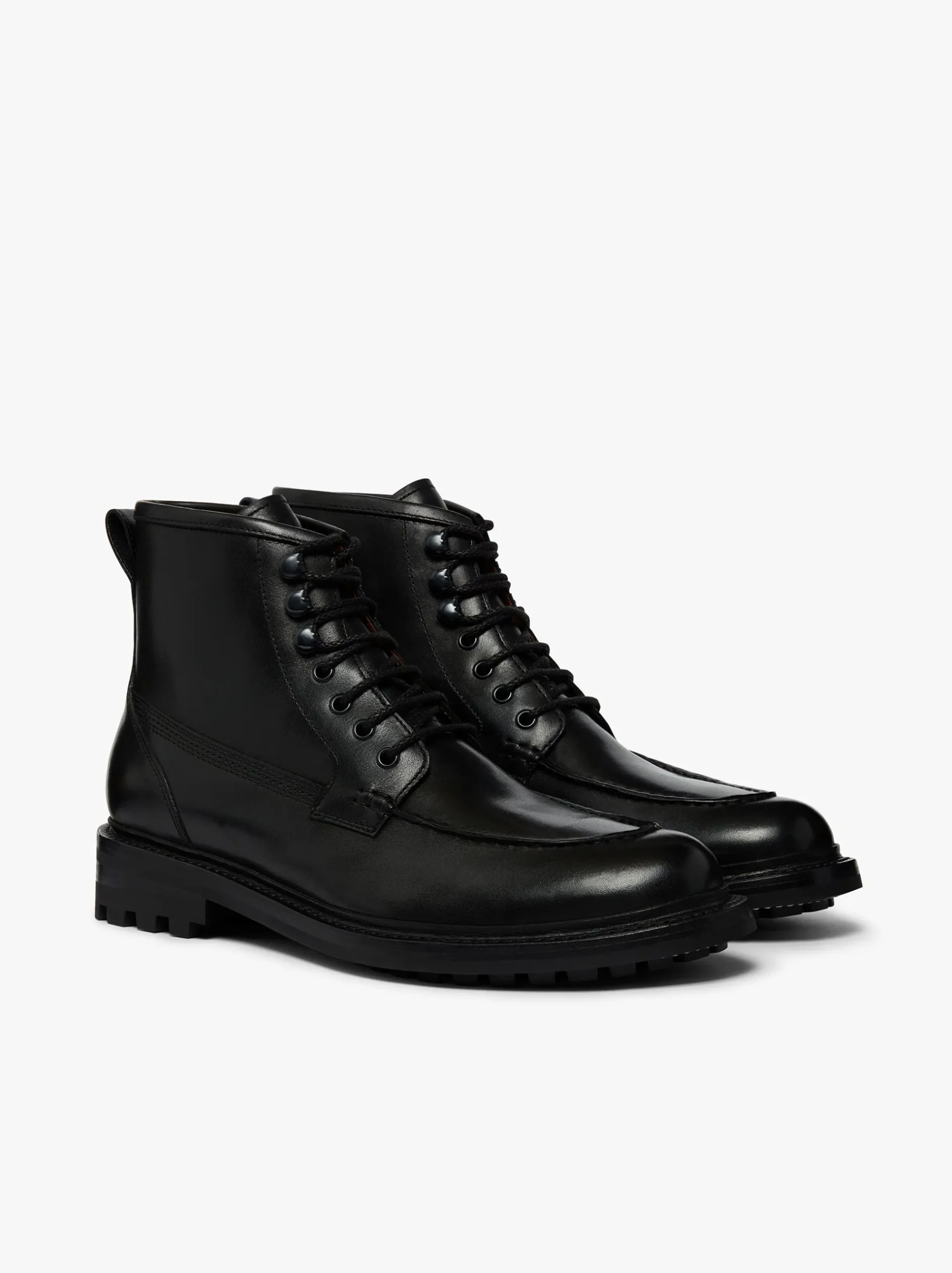 Outlet G.H.BASS Chase Moc Toe Boots Leather Black