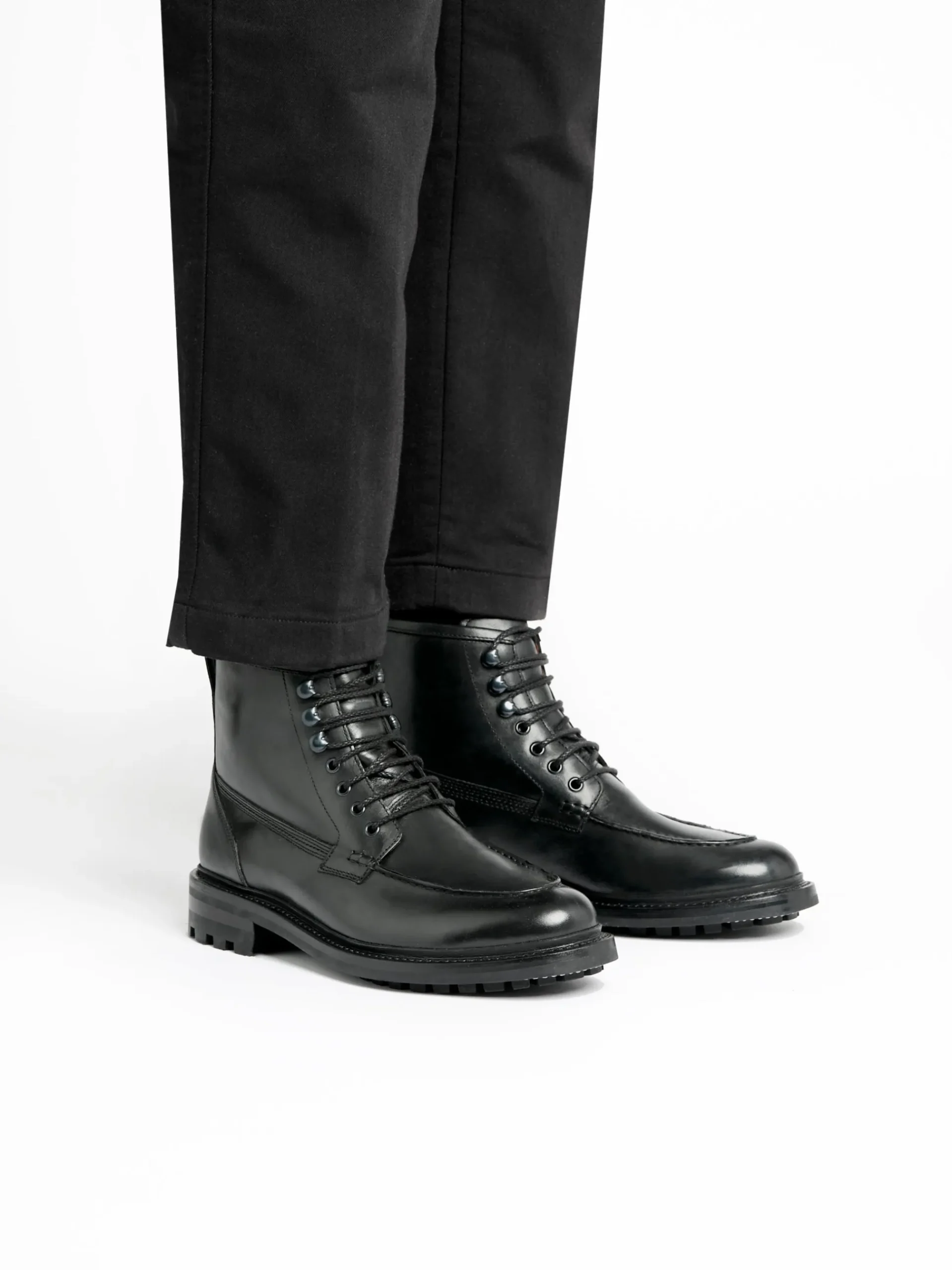 Outlet G.H.BASS Chase Moc Toe Boots Leather Black