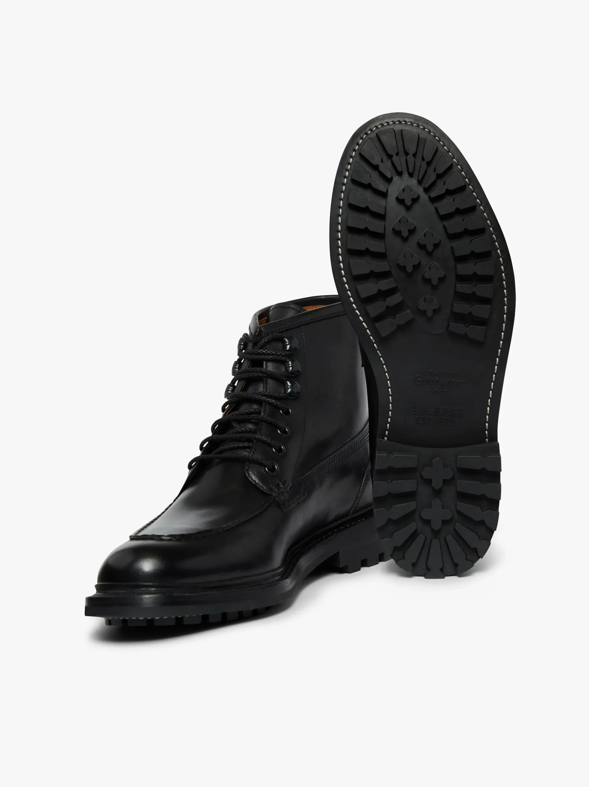 Outlet G.H.BASS Chase Moc Toe Boots Leather Black