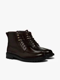 Outlet G.H.BASS Chase Moc Toe Boots Leather Chocolate