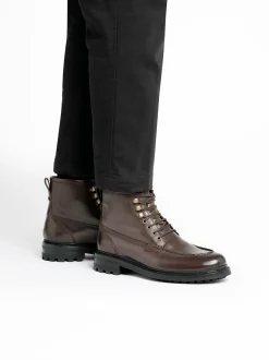 Outlet G.H.BASS Chase Moc Toe Boots Leather Chocolate
