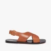 Outlet G.H.BASS Cross Strap Sandals Leather Tan
