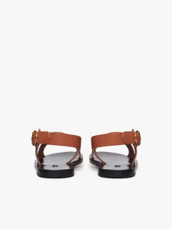 Outlet G.H.BASS Cross Strap Sandals Leather Tan