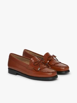 Discount G.H.BASS Easy Weejuns Esther Bow Loafers Leather Cognac