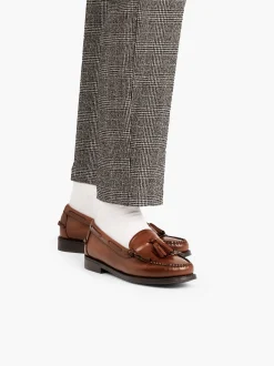 New G.H.BASS Easy Weejuns Esther Kiltie Tassel Loafers Leather Cognac