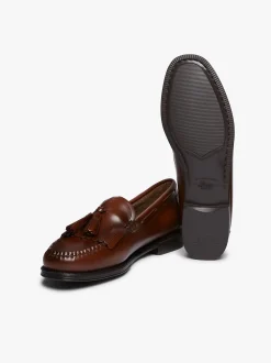 New G.H.BASS Easy Weejuns Esther Kiltie Tassel Loafers Leather Cognac