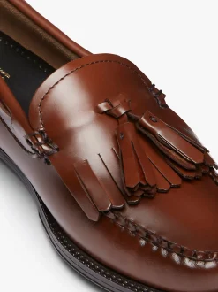 New G.H.BASS Easy Weejuns Esther Kiltie Tassel Loafers Leather Cognac
