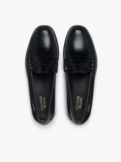 Hot G.H.BASS Easy Weejuns Larson Flag Penny Loafers Leather Black