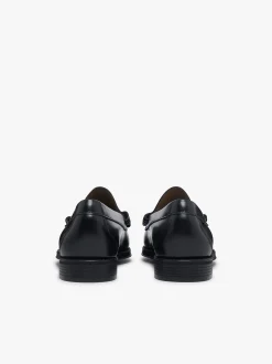 Hot G.H.BASS Easy Weejuns Larson Flag Penny Loafers Leather Black