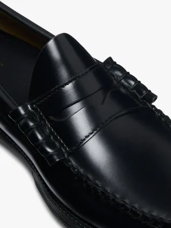 Hot G.H.BASS Easy Weejuns Larson Flag Penny Loafers Leather Black