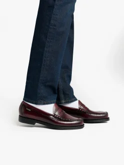 G.H.BASS Easy Weejuns Larson Flag Penny Loafers leather Wine