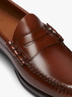 Outlet G.H.BASS Easy Weejuns Larson Penny Loafers Leather Brown