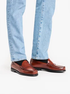 Sale G.H.BASS Easy Weejuns Larson Penny Loafers Leather Smoke Paprika