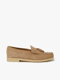 Hot G.H.BASS Easy Weejuns Lennox Tassel Loafers Suede Off White