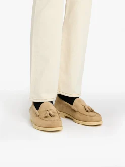 Hot G.H.BASS Easy Weejuns Lennox Tassel Loafers Suede Off White