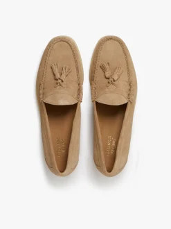 Hot G.H.BASS Easy Weejuns Lennox Tassel Loafers Suede Off White