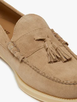 Hot G.H.BASS Easy Weejuns Lennox Tassel Loafers Suede Off White