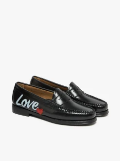 Online G.H.BASS Easy Weejuns Penny Love Note Loafers Leather Black
