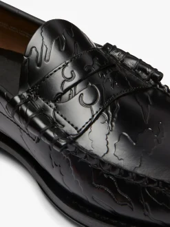 New G.H.BASS x Maharishi Larson Penny Loafers Black Embossed Leather