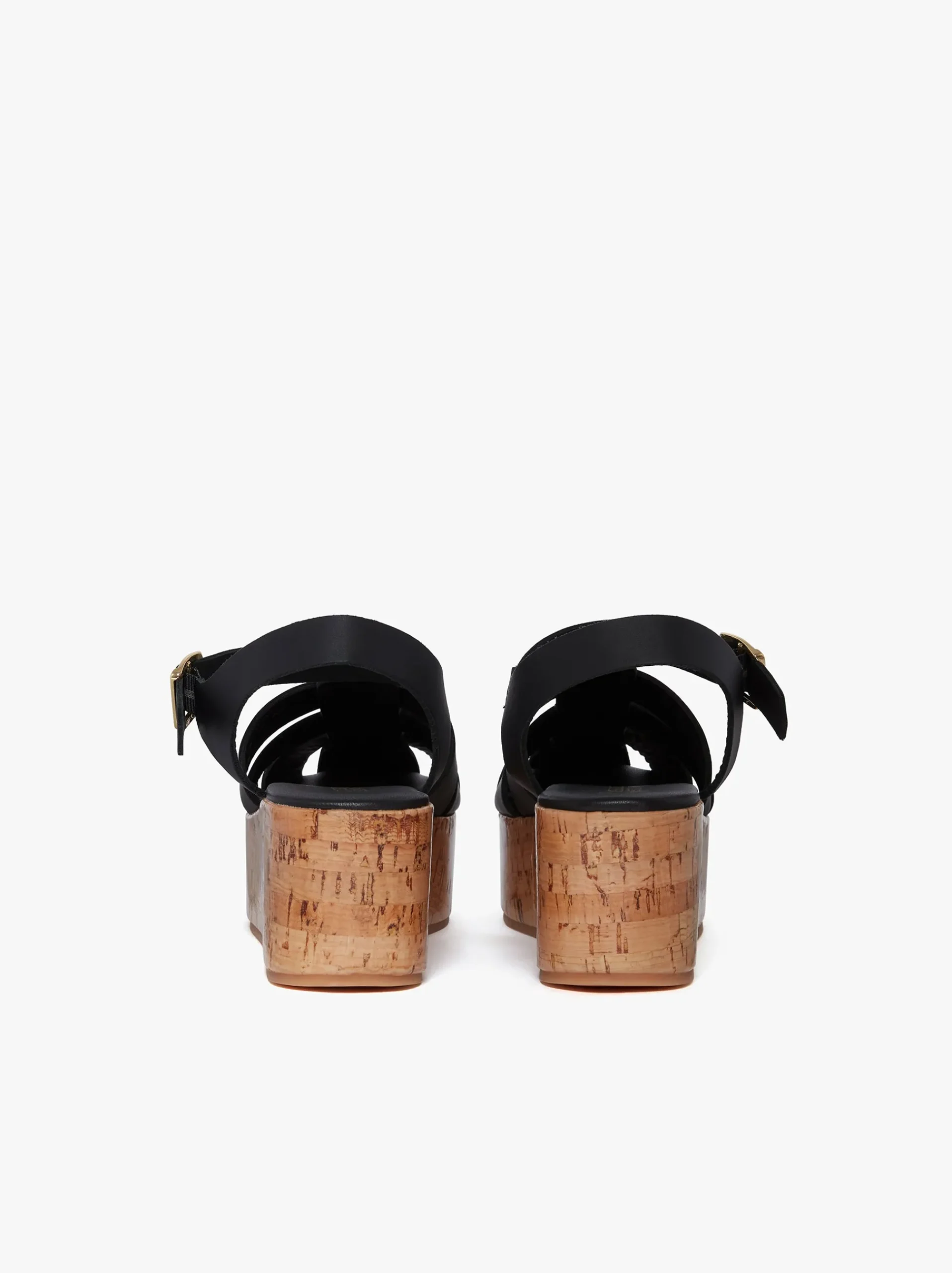 Hot G.H.BASS Helena Platform Sandals Leather Black