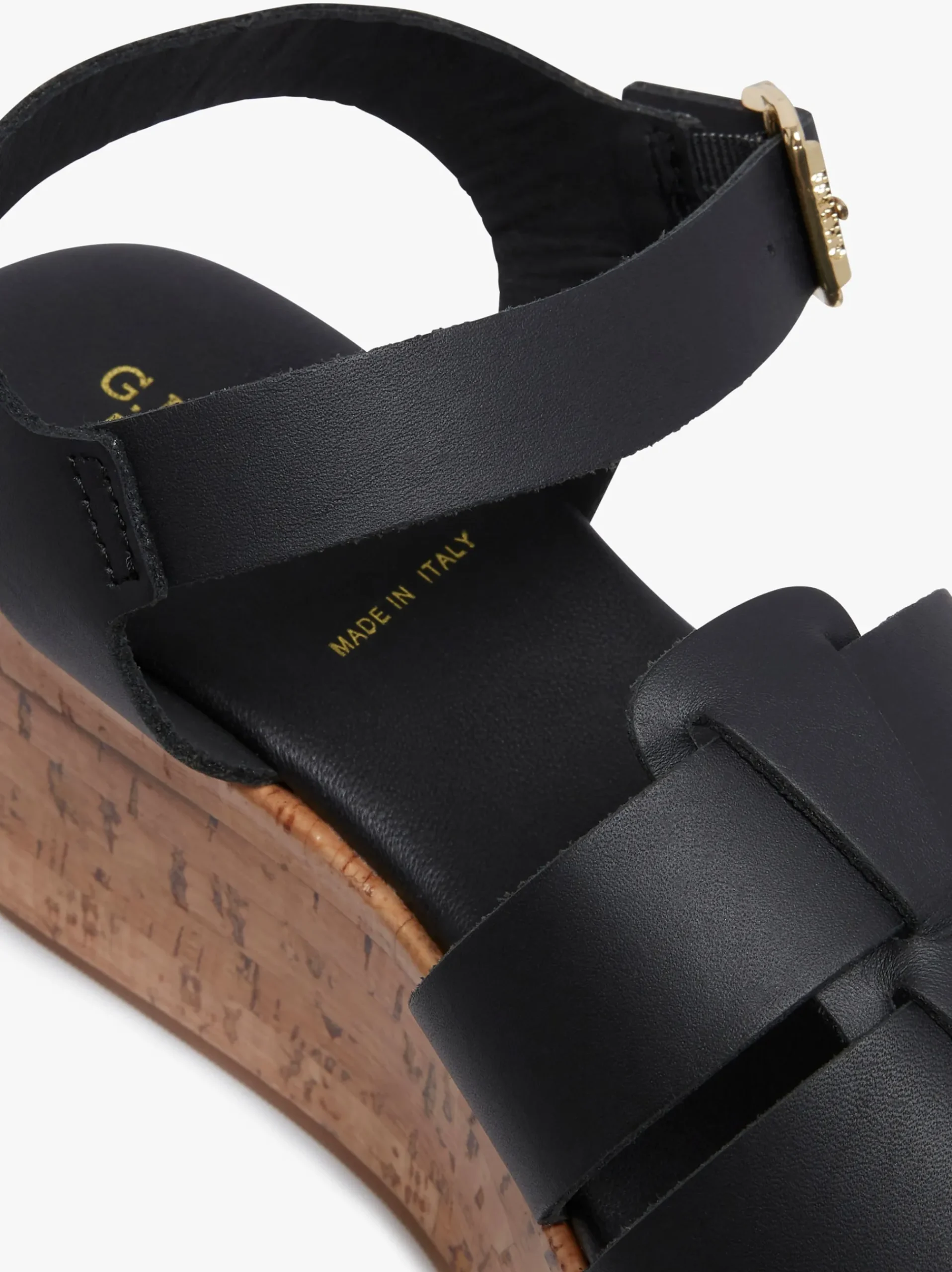 Hot G.H.BASS Helena Platform Sandals Leather Black