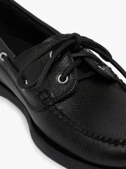 Best G.H.BASS Jetty II 2 Eye Boat Shoes Tumbled Leather Black