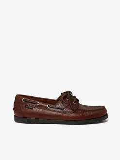 New G.H.BASS Jetty II 2 Eye Boat Shoes Tumbled Leather Dark Tan