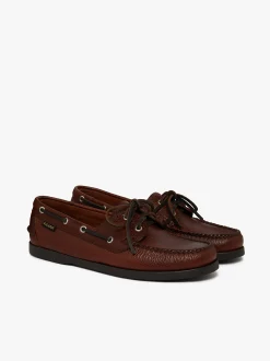 New G.H.BASS Jetty II 2 Eye Boat Shoes Tumbled Leather Dark Tan