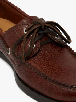 New G.H.BASS Jetty II 2 Eye Boat Shoes Tumbled Leather Dark Tan