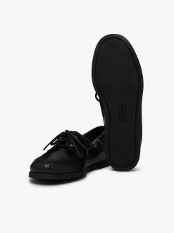 Sale G.H.BASS Jetty II 2 Eye Boat Shoes Leather Black