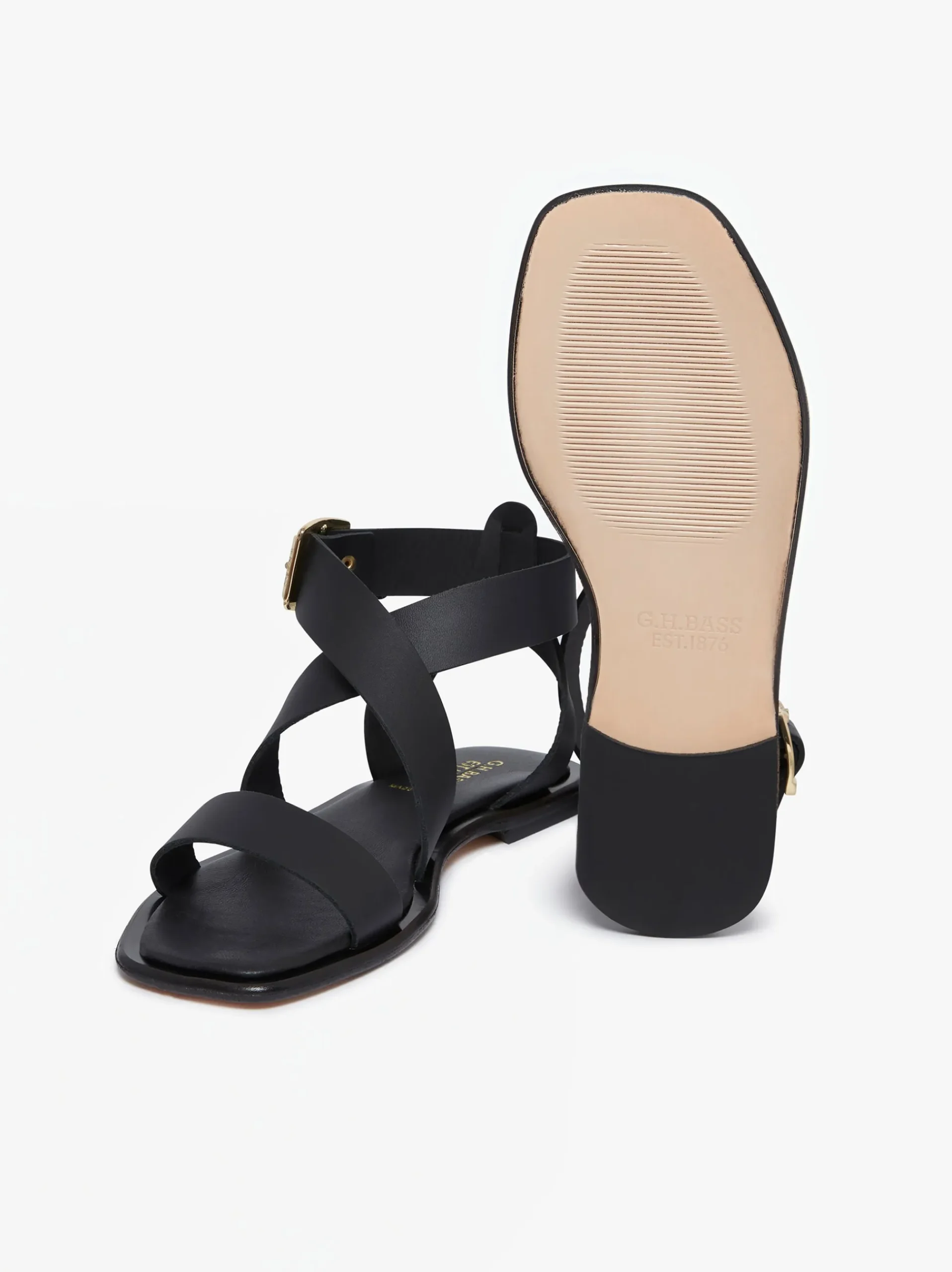 Online G.H.BASS Marina Ankle Strap Sandal Leather Black