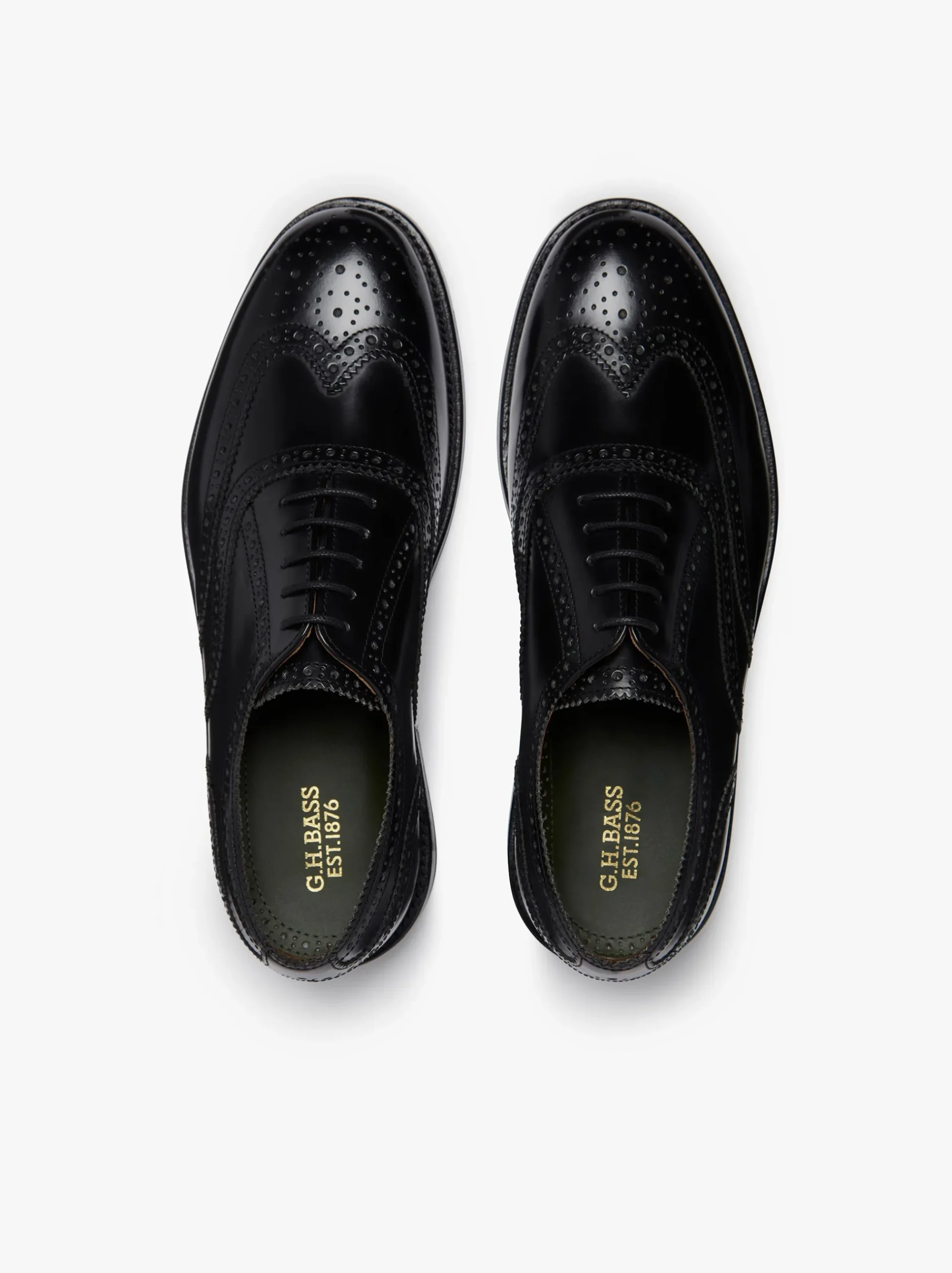 Online G.H.BASS Monogram Double Brogue Wingtip Leather Black