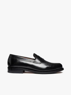 New G.H.BASS Monogram Loafers Leather Black