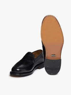New G.H.BASS Monogram Loafers Leather Black