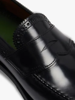 New G.H.BASS Monogram Loafers Leather Black
