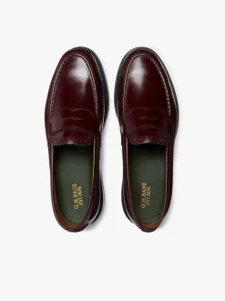 Outlet G.H.BASS Monogram Loafers Leather Wine