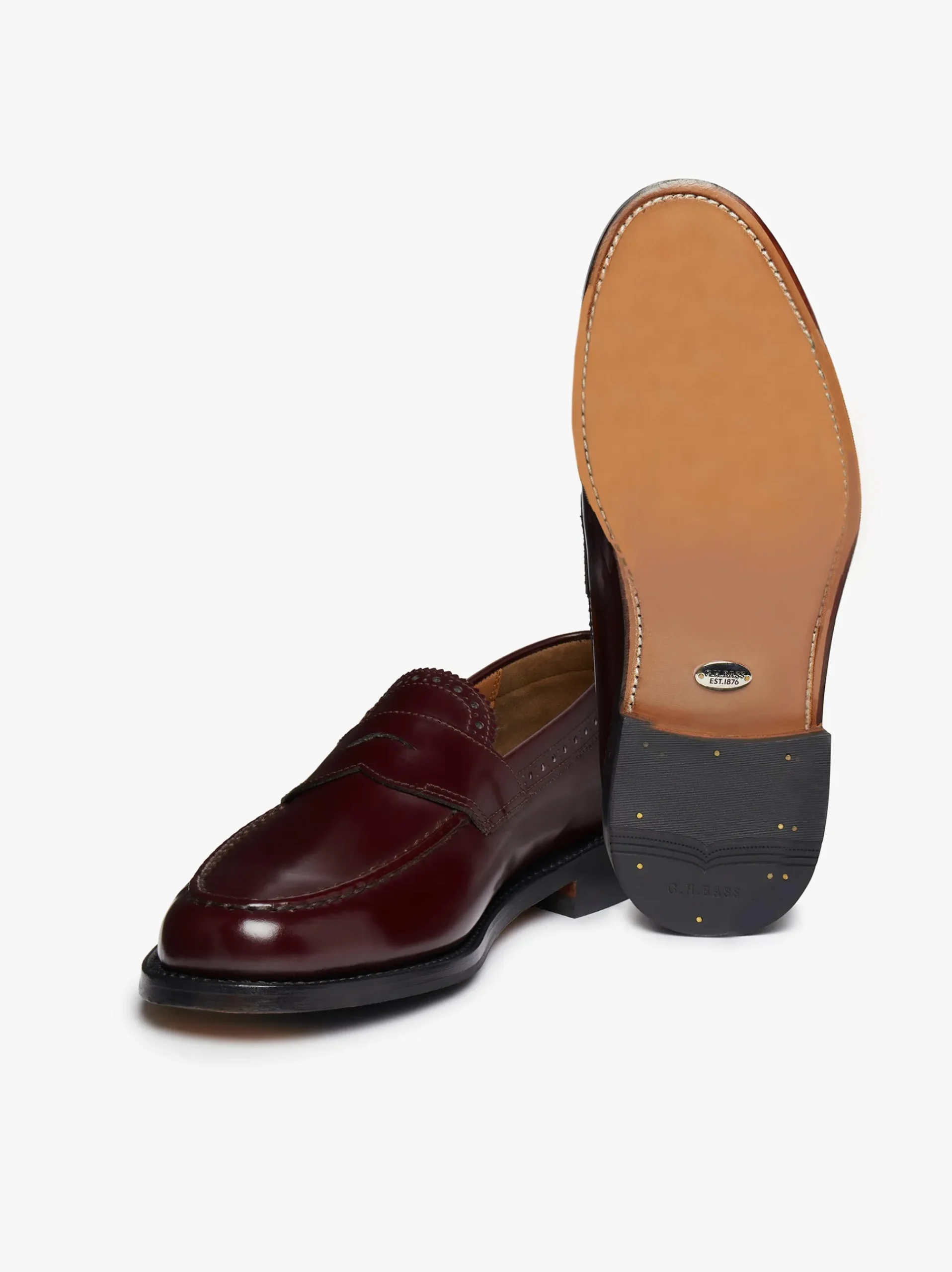 Outlet G.H.BASS Monogram Loafers Leather Wine