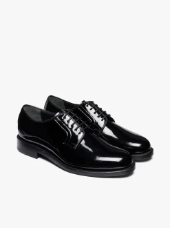 Outlet G.H.BASS Monogram Patent Derby Patent Leather Black